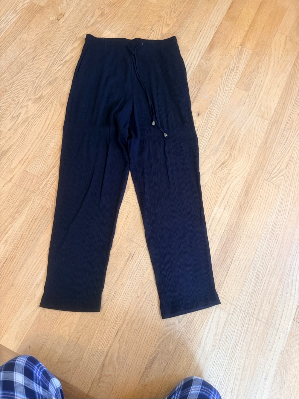 Ladies Size Medium "dressbarn" Black Ribbed Drawstring Joggers GUC